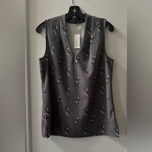 NWT Ann Taylor Factory Sleeveless Gray V-neck Top (orig. $50)
